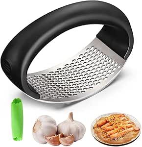 Generic 2025 Stainless Steel Garlic Crusher – Garlic Press, Home Kitchen Utensils Portable Manual Garlic Crusher, Black 1pc